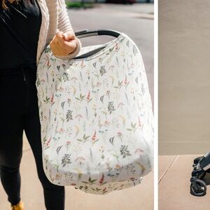 Copper Pearl multi use nursing cover / carseat cover newborn Aspen